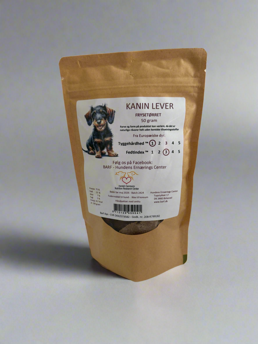 Kanínulifur í bitum - frostþurrkað - 50gr